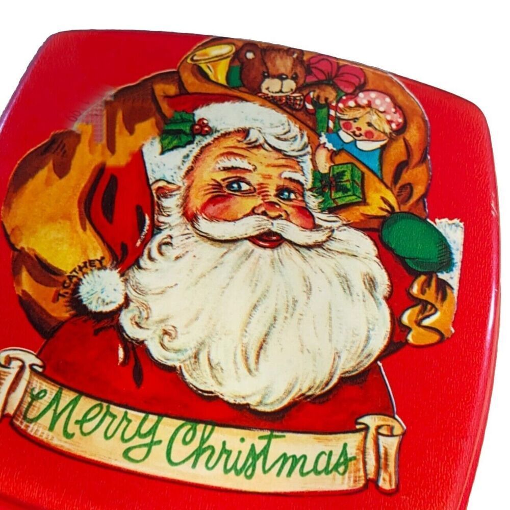 Santa Cookie Treats Container Holiday Vintage Ullman Candy Plastic